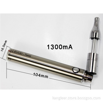 1300mAh Evod Twist Electronic Cigarette Starter Kit with 14mm Mini Protank Clearomizer and 3.2V-4.8V Evod Battery